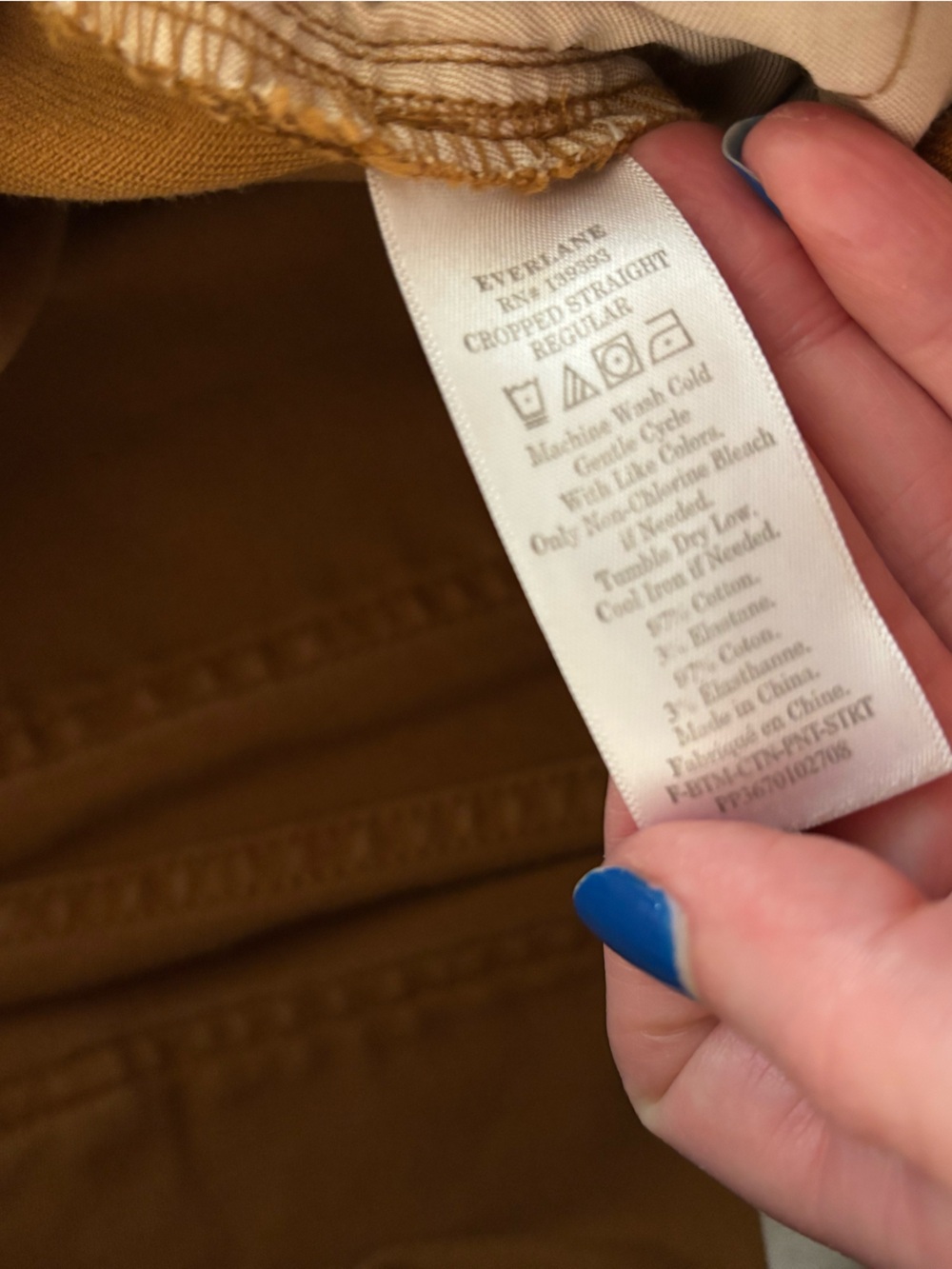 Everlane Caramel Brown Straight-Leg Cropped Pants - Picture 3 of 4